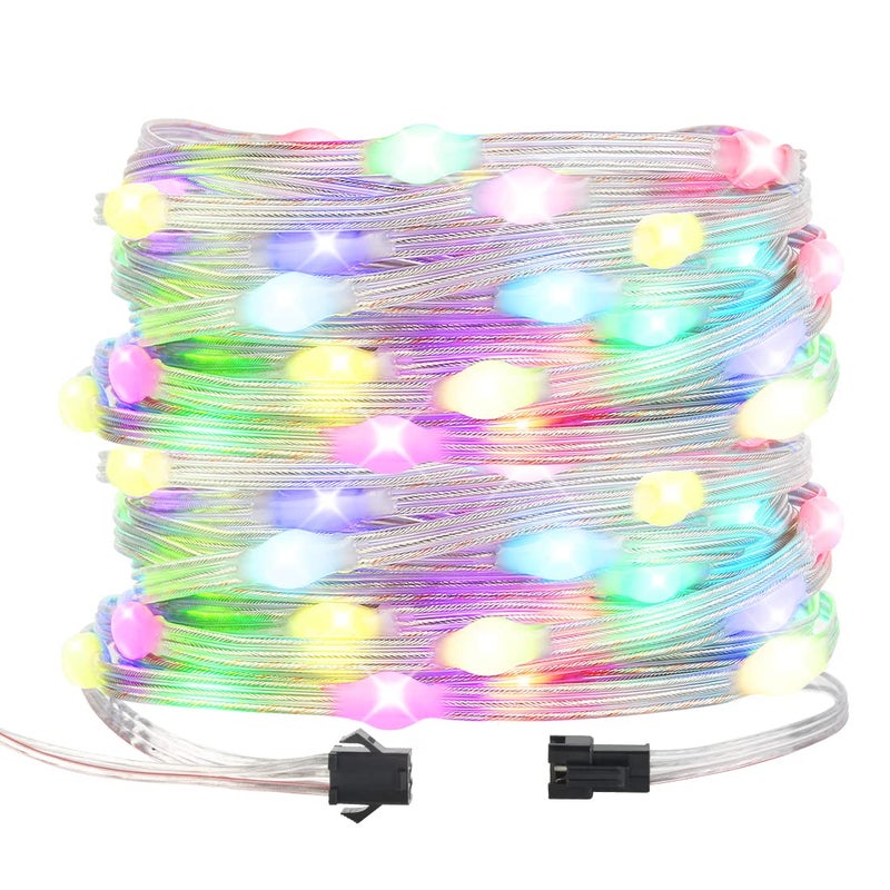 BTF-LIGHTING بلف-لايتينغ WS2812B IC RGB بيبل بيكسل لايت سيد سلسلة لفة فردية قابلة للتوجيه مطاردة اللون ذكية سلسلة ضوء الجنية سلك PVC 32.8 قدم 100LED DC5V لتزيين عيد الميلاد (بدون محول أو وحدة تحكم) - Image 1